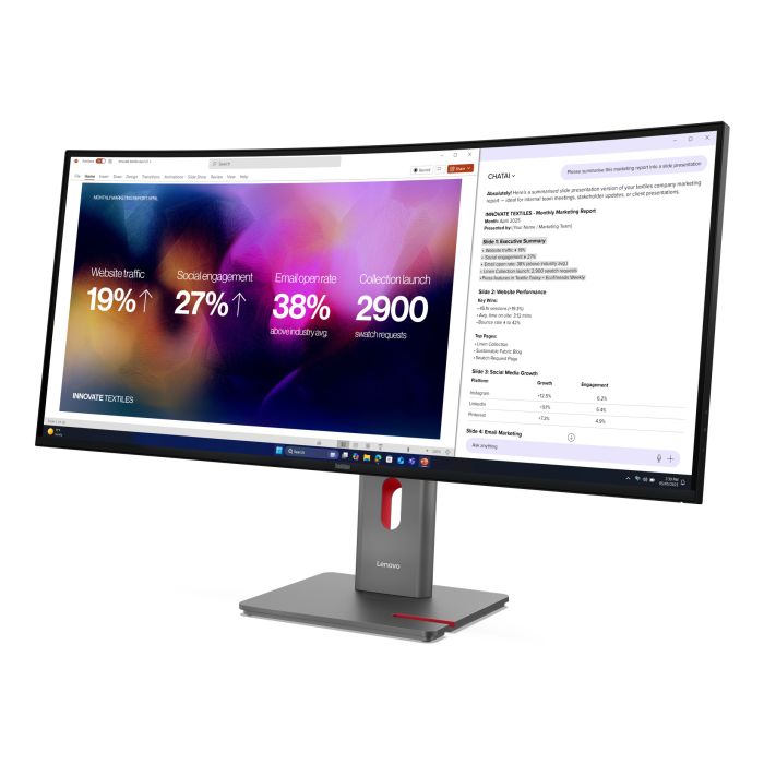 Lenovo Monitor ThinkVision P40WD-40 40" IPS 5K WUHD AG Curved 4ms 1000:1 120Hz Dock Daisy MC60 Camera Speakers Tilt Swivel Lift