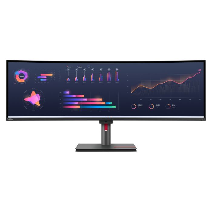 Lenovo Monitor ThinkVision P49w-30 49" 32:9 IPS 5120 x 1440 Curved 4ms 350cd 2000:1 60Hz Dock Speakers Tilt Swivel Lift