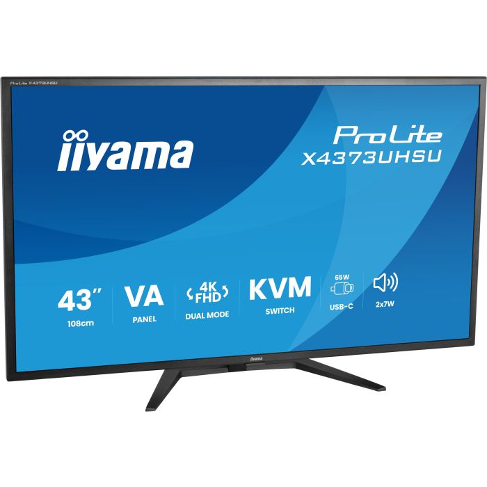 iiyama Monitor ProLite X4373UHSU-B2 43" VA-panel, 3840x2160(4K)UHD-DualMode 120Hz3ms, 450cdm², 2xHDMI, DP, KVM, Remote control