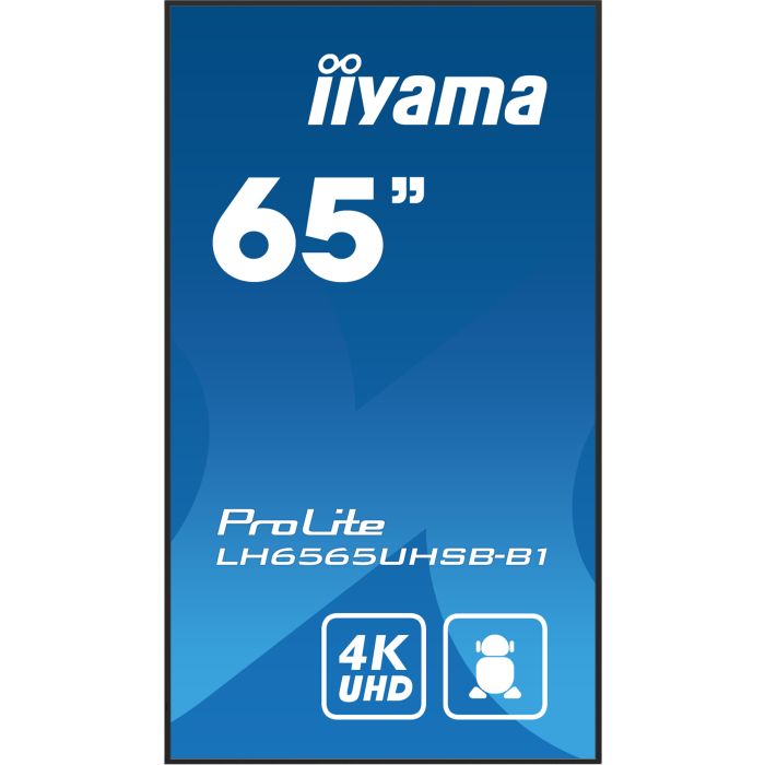 iiyama ProLite LH6565UHSB-B1 65" UHD IPS panel, 3840x2160, 800cd/m², 24/7, iiSignage², 2x HDMI, DP, Land/Port, VESA Mount 400x400