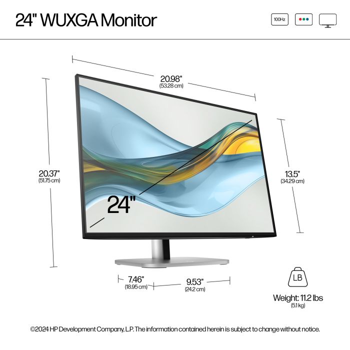 HP S5 PRO 524PN 24 WUXGA 16:10 1920X1200 IPS 350CD 1500:1 5MS DP HDMI 3/3/0