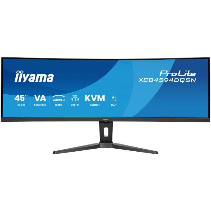 iiyama Monitor ProLite XCB4594DQSN-B1 44,5" UW Curved, VA-panel, DQHD 5120x1440 165Hz0.8ms, 450cd/m², USB-C Dock, 2x HDMI 2.1, DP