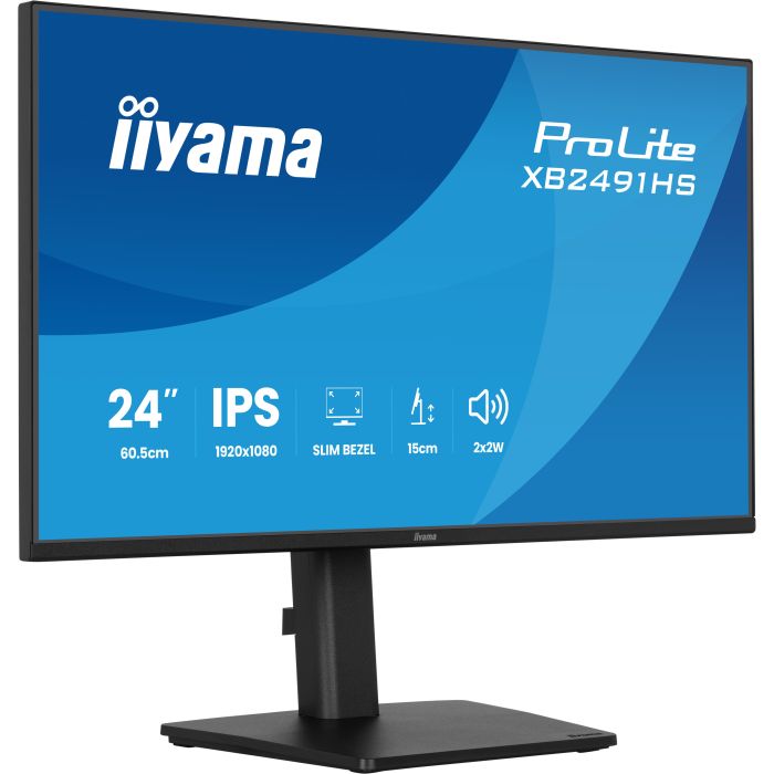 iiyama Monitor ProLite XB2491HS-B1 24" IPS-panel, 1920x1080 120Hz1ms, 350cd/m², 15mcHeight Adj. Stand, HDMI, DP