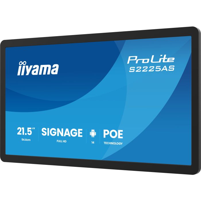 iiyama ProLite S2225AS-B1P 21,5" IPS LED, DS, 1920x1080, 500cd/m², 24/7, 16:9, PoE, iiSignage², Land/Port