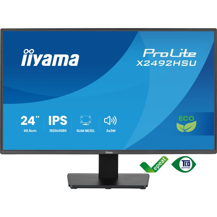 iiyama Monitor ProLite X2492HSU-B1 24" IPS 4-side slim bezel, 1920x1080 120Hz3ms, 300cd/m², Green Choice, EyeComfort/EyeSafe2.0, HDMI, DP