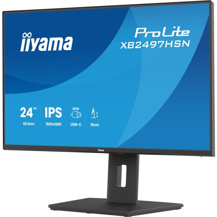 iiyama Monitor ProLite XB2497HSN-B1 24" IPS 4-side slim, 1920x1080 100Hz1ms, 350cd/m², USB-C Dock, 15cmHeightAdj.Stand, HDMI, DP