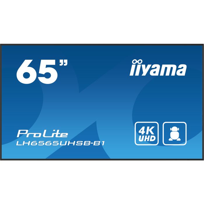 iiyama ProLite LH6565UHSB-B1 65" UHD IPS panel, 3840x2160, 800cd/m², 24/7, iiSignage², 2x HDMI, DP, Land/Port, VESA Mount 400x400