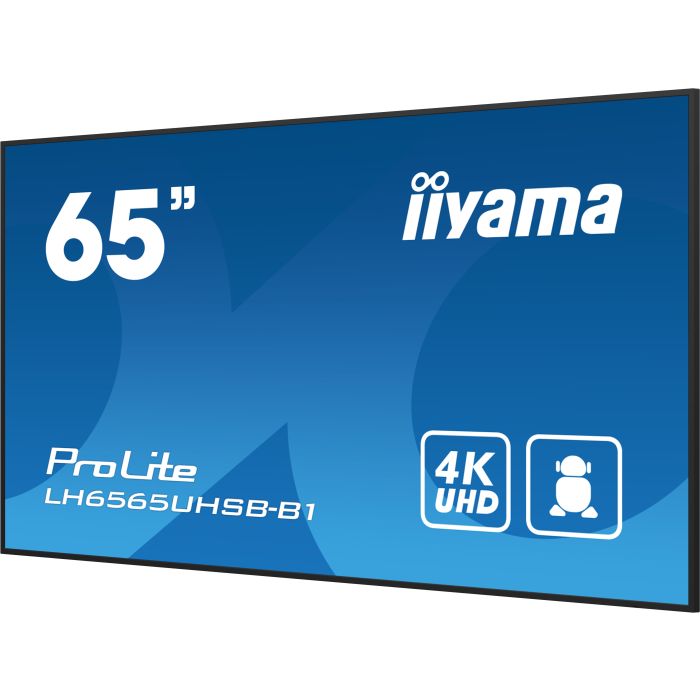 iiyama ProLite LH6565UHSB-B1 65" UHD IPS panel, 3840x2160, 800cd/m², 24/7, iiSignage², 2x HDMI, DP, Land/Port, VESA Mount 400x400