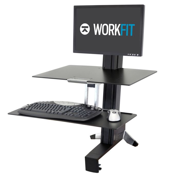 Ergotron WorkFit-S Single Workstation - nadstawka na biurko do pracy na stojąco z uchwytem na monitor i blatem (czarna)