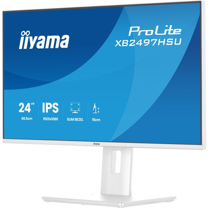 iiyama Monitor ProLite XB2497HSU-W1 24" WH IPS-panel, 1920x1080 120Hz4ms, 350cd/m², 15cmHeight Adj.Stand, HDMI, DP