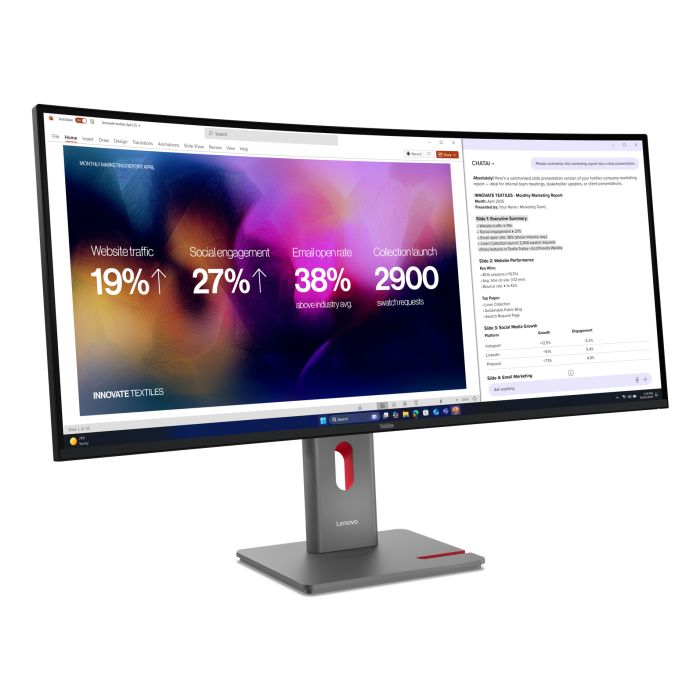 Lenovo Monitor ThinkVision P40WD-40 40" IPS 5K WUHD AG Curved 4ms 1000:1 120Hz Dock Daisy MC60 Camera Speakers Tilt Swivel Lift