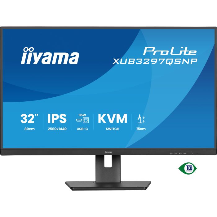 iiyama Monitor ProLite XUB3297QSNP-B1 32" IPS-panel, 2560x1440 100Hz1ms , 350cd/m², USB-C Dock, KVM LAN, HDMI, DP