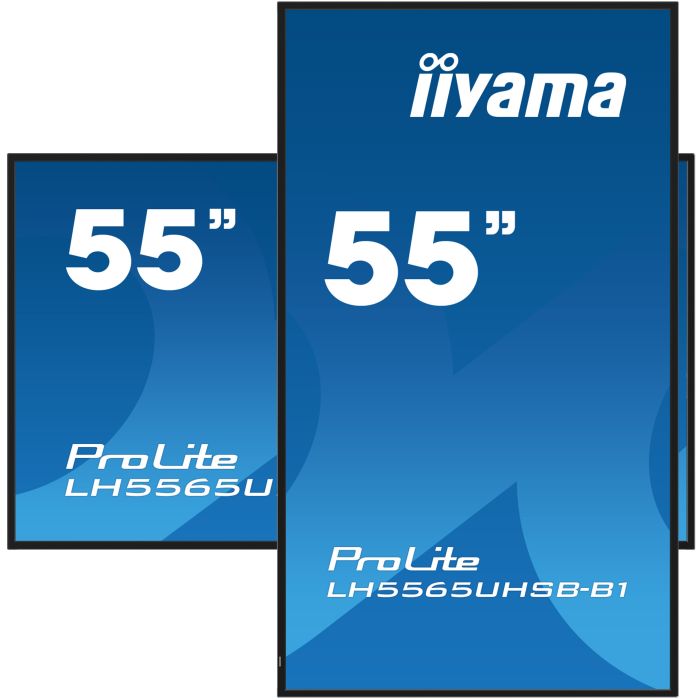 iiyama ProLite LH5565UHSB-B1 55" UHD IPS panel, 3840x2160, 800cd/m², 24/7, iiSignage², 2x HDMI, DP, Land/Port, VESA Mount 400x400