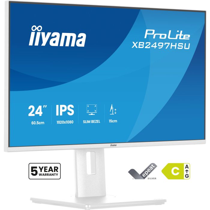 iiyama Monitor ProLite XB2497HSU-W1 24" WH IPS-panel, 1920x1080 120Hz4ms, 350cd/m², 15cmHeight Adj.Stand, HDMI, DP