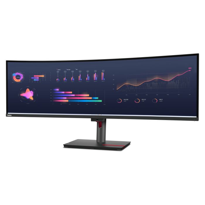 Lenovo Monitor ThinkVision P49w-30 49" 32:9 IPS 5120 x 1440 Curved 4ms 350cd 2000:1 60Hz Dock Speakers Tilt Swivel Lift