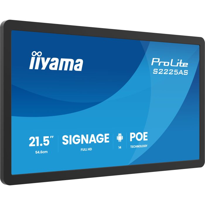 iiyama ProLite S2225AS-B1P 21,5" IPS LED, DS, 1920x1080, 500cd/m², 24/7, 16:9, PoE, iiSignage², Land/Port