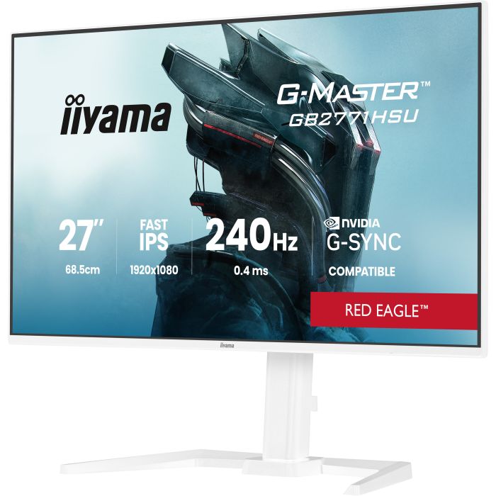 iiyama G-Master Red Eagle GB2771HSU-W1 27" WH Fast IPS Gaming, 1920x1080 240Hz0.4ms, 350cd/m², G-SYNC, 2x HDMI, DP