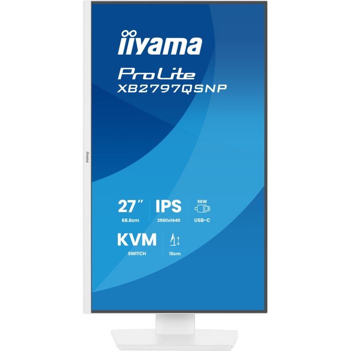 iiyama Monitor ProLite XB2797QSNP-W1 27" WH IPS-panel, 2560x1440 75Hz1ms, 350cd/m², EyeComfort, USB-C Dock, KVM LAN, HDMI, DP
