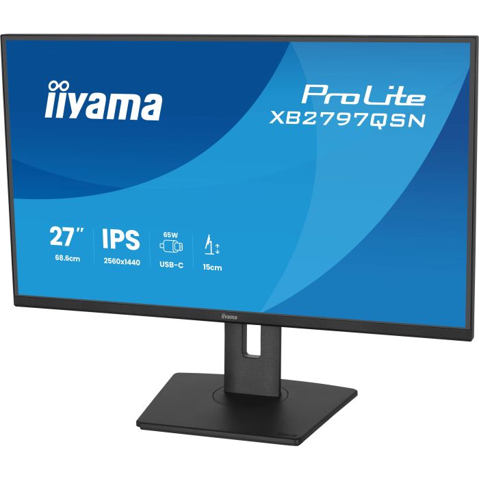 iiyama Monitor ProLite XB2797QSN-B1 27" IPS-panel, 2560x1440 1ms, 350cd/m², EyeComfort, USB-C Dock, USB-C, HDMI, DP