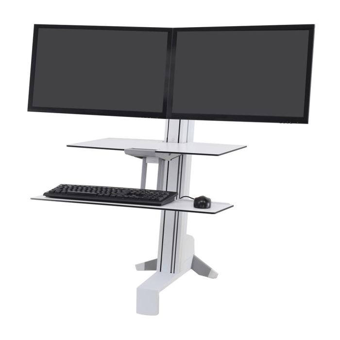 Ergotron WorkFit-S Dual Workstation - nadstawka na biurko do pracy na stojąco z uchwytem na dwa monitory i blatem (biała)