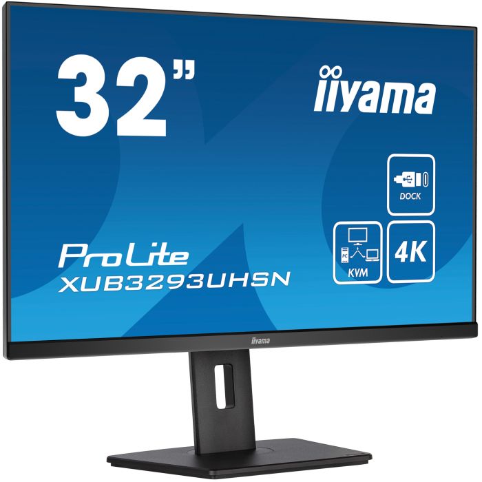 iiyama Monitor ProLite XUB3293UHSN-B5 32" IPS-panel, 3840x2160 UHD 60Hz4ms, 350cd/m², USB-C Dock (LAN/KVM/65W PD), HDMI, DP