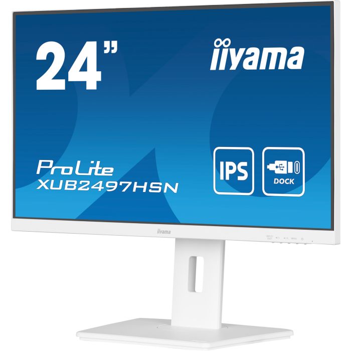 iiyama Monitor ProLite XUB2497HSN-W2 24" WH IPS-panel, 1920x1080 100Hz1ms, 300cd/m², USB-C Dock, HDMI, DP