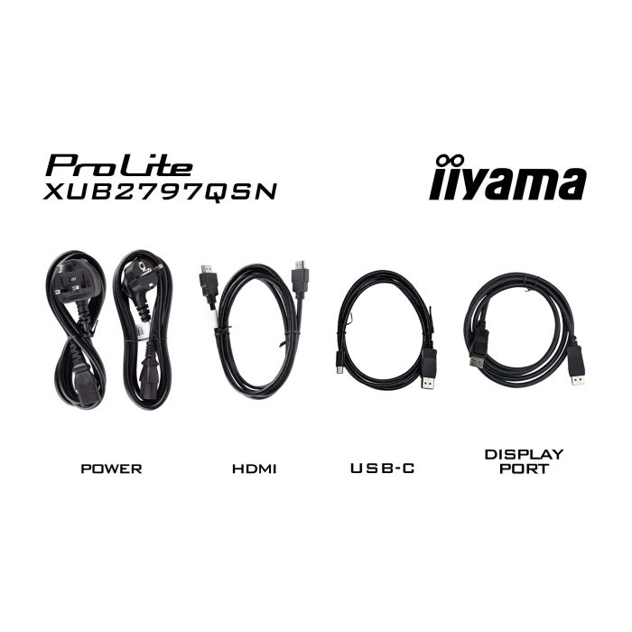 iiyama ProLite XUB2797QSN-B2 27" IPS-panel WQHD, 2560x1440, 100Hz, 1ms, HDMI, DP, USB-C Dock, Flicker-Free