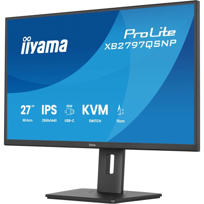 iiyama Monitor ProLite XB2797QSNP-B1 27" IPS-panel, 2560x1440 75Hz1ms, 350cd/m², EyeComfort, USB-C Dock, USB-C, KVM, HDMI, DP