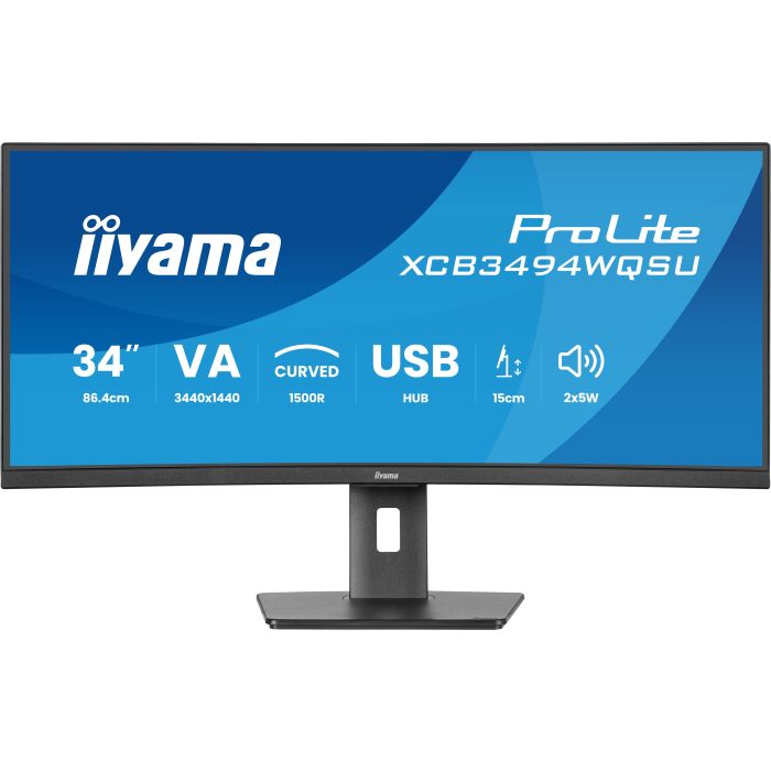 iiyama Monitor ProLite XCB3494WQSU-B1 34" UW Curved VA-panel, 3440x1440 120Hz0.4ms, 350cd/m², 2xHDMI, DP, Adaptive Sync