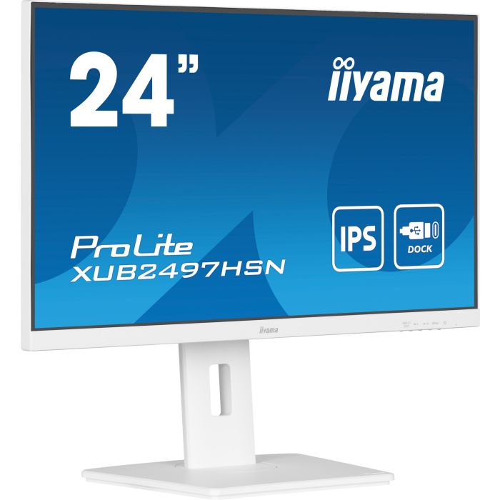 iiyama Monitor ProLite XUB2497HSN-W2 24" WH IPS-panel, 1920x1080 100Hz1ms, 300cd/m², USB-C Dock, HDMI, DP