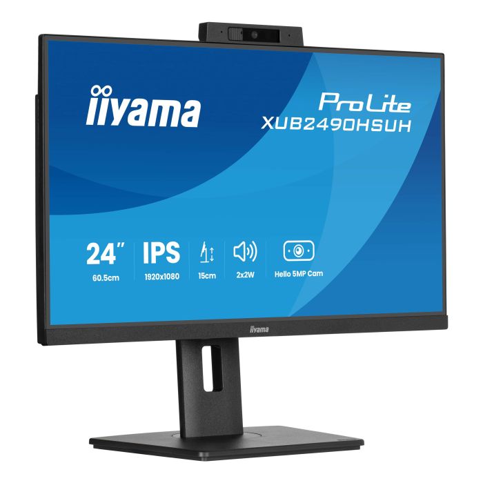 iiyama Monitor ProLite XUB2490HSUH-B2 24" IPS-panel, 1920x1080 100Hz4ms, 250cd/m², WindowsHello Webcam, 15cmHeightAdj.Stand, HDMI, DP