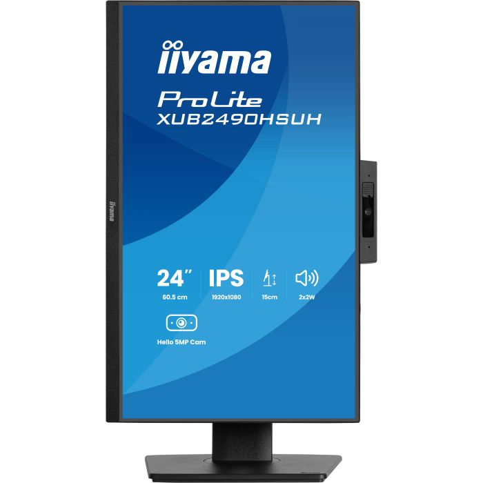 iiyama Monitor ProLite XUB2490HSUH-B2 24" IPS-panel, 1920x1080 100Hz4ms, 250cd/m², WindowsHello Webcam, 15cmHeightAdj.Stand, HDMI, DP
