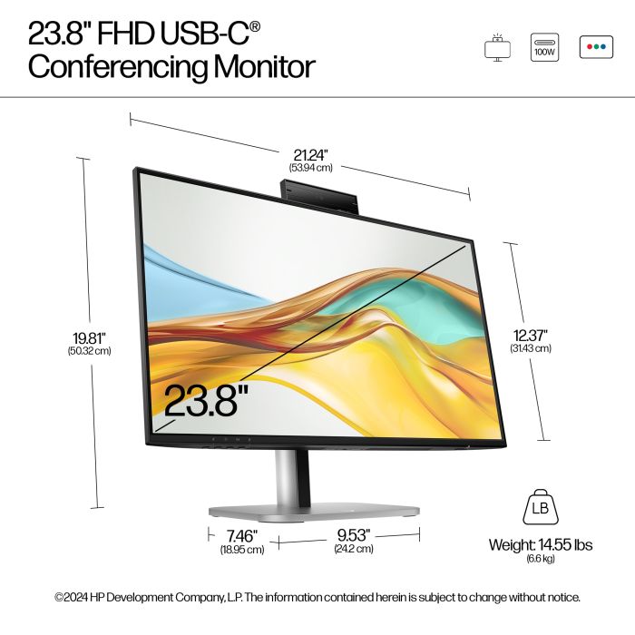 HP S5 PRO 524PM 23.8 FHD 16:9 1920X1080 IPS 350CD 1500:1 5MS DP HDMI USB-C 3/3/0