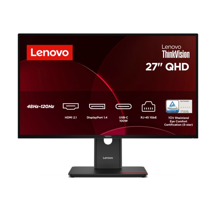 Lenovo Monitor ThinkVision T27QD-40 27" IPS QHD 4ms 350cd 1500:1 120Hz Dock DaisyChain HUB Tilt Swivel Lift Pivot