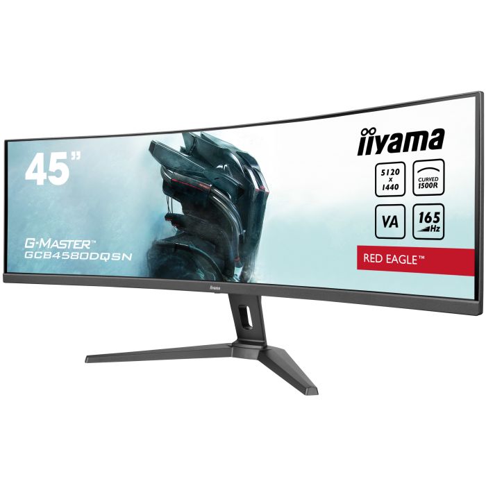 iiyama Curved GCB4580DQSN-B1 44,5" DQHD VA-panel, 5120x1440 165Hz0.8ms, 450cd/m², USB-C Dock, 2x HDMI 2.1, DP, KVM