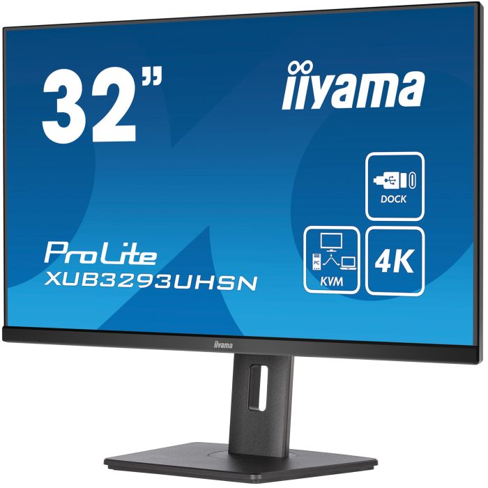 iiyama Monitor ProLite XUB3293UHSN-B5 32" IPS-panel, 3840x2160 UHD 60Hz4ms, 350cd/m², USB-C Dock (LAN/KVM/65W PD), HDMI, DP