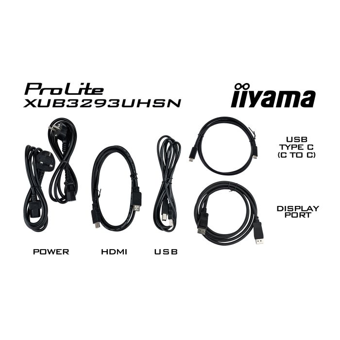 iiyama Monitor ProLite XUB3293UHSN-B5 32" IPS-panel, 3840x2160 UHD 60Hz4ms, 350cd/m², USB-C Dock (LAN/KVM/65W PD), HDMI, DP