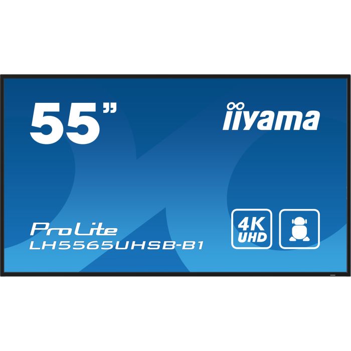 iiyama ProLite LH5565UHSB-B1 55" UHD IPS panel, 3840x2160, 800cd/m², 24/7, iiSignage², 2x HDMI, DP, Land/Port, VESA Mount 400x400