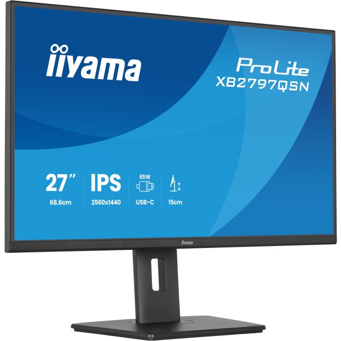 iiyama Monitor ProLite XB2797QSN-B1 27" IPS-panel, 2560x1440 1ms, 350cd/m², EyeComfort, USB-C Dock, USB-C, HDMI, DP