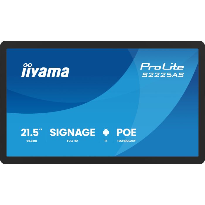 iiyama ProLite S2225AS-B1P 21,5" IPS LED, DS, 1920x1080, 500cd/m², 24/7, 16:9, PoE, iiSignage², Land/Port
