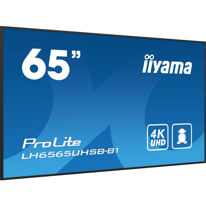 iiyama ProLite LH6565UHSB-B1 65" UHD IPS panel, 3840x2160, 800cd/m², 24/7, iiSignage², 2x HDMI, DP, Land/Port, VESA Mount 400x400