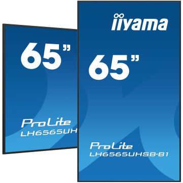 iiyama ProLite LH6565UHSB-B1 65" UHD IPS panel, 3840x2160, 800cd/m², 24/7, iiSignage², 2x HDMI, DP, Land/Port, VESA Mount 400x400