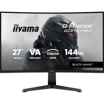iiyama Black Hawk GC2781HSU-B1 27" VA-panel, Curved Gaming 1500R, 1920x1080 144Hz1ms, 350cd/m², HDMI, DP, FreeSync