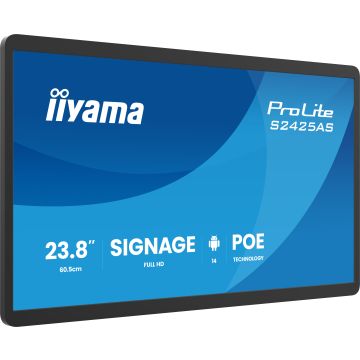 iiyama ProLite S2425AS-B1P 24" IPS LED, DS, 1920x1080, 500cd/m², 24/7, PoE, iiSignage², Land/Port