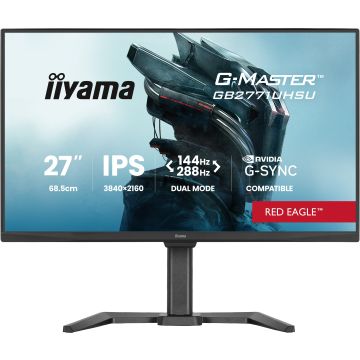 iiyama G-Master Red Eagle GB2771UHSU-B1 27" IPS Gaming, 3840x2160 144Hz0.8ms, DualModeFHD288Hz, 450cd/m², 2xHDMI 2.1, DP, G-SYNC