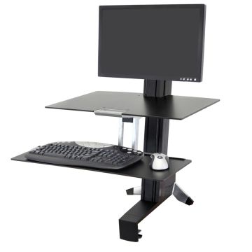 Ergotron WorkFit-S Single HD Workstation - nadstawka na biurko do pracy na stojąco z uchwytem na monitor i blatem (czarna)