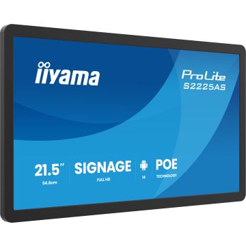 iiyama ProLite S2225AS-B1P 21,5" IPS LED, DS, 1920x1080, 500cd/m², 24/7, 16:9, PoE, iiSignage², Land/Port
