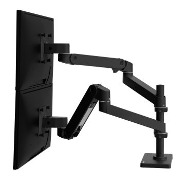 Ergotron LX PRO Dual Stacking Arm - dwu ramienny uchwyt biurkowy z wysokim punktem montażowym (czarny)