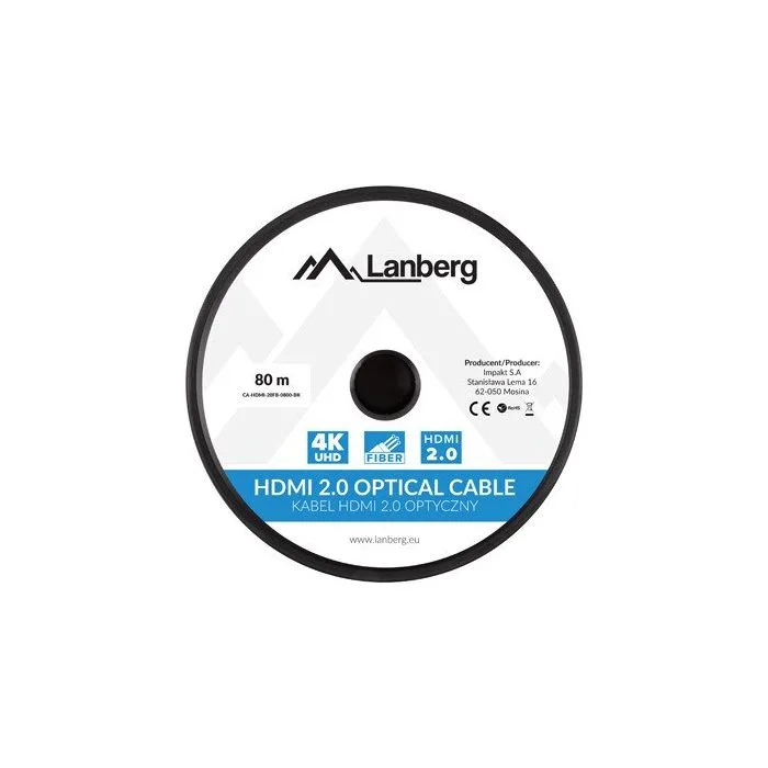 LANBERG KABEL HDMI M/M V2.0 80M OPTYCZNY AOC CA-HDMI-20FB-0800-BK