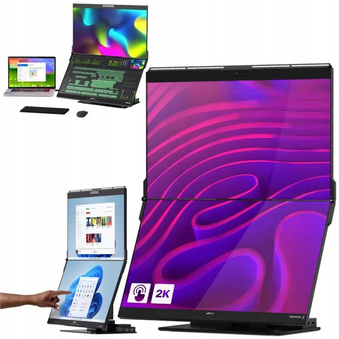 Mobile Pixels Geminos X Dual — dwa monitory 24″ QHD 75 Hz, dolny ekran dotykowy